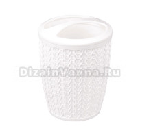 Стакан для зубных щеток Альтернатива Вязаное плетение 262857 белый, пластиковый