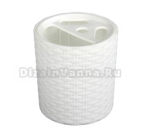 Стакан для зубных щеток Альтернатива Плетенка 51874 белый, пластиковый
