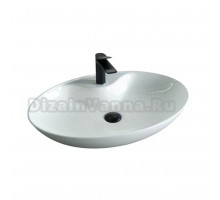 Накладная раковина GID Lago N9438 65 глянцевая белая, овальная, фаянс, с 1 отверстием под смеситель