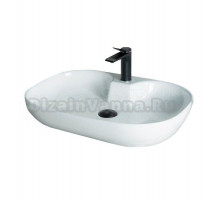 Накладная раковина GID Lago N9446b 61 глянцевая белая, прямоугольная, фаянс, с 1 отверстием под смеситель