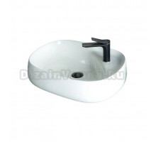 Накладная раковина GID Lago N9048 59 глянцевая белая, овальная, фаянс, с 1 отверстием под смеситель