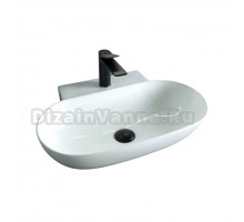 Накладная раковина GID Lago N9234 56 глянцевая белая, овальная, фаянс, с 1 отверстием под смеситель