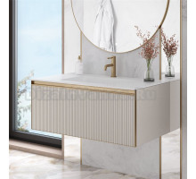 Тумба с раковиной Armadi Art Quatro 1 100 cashmere fuga, профиль matt gold, с раковиной white