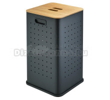 Корзина для белья Weltwasser WW Nansy BL 55L 55 л, напольная, черная, квадратная, бамбук, металл