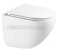 Унитаз подвесной SINTESI Ellipse SIN-TS-ELL-153 безободковый, с микролифтом, глянцевый белый