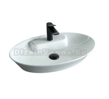 Накладная раковина GID Lago N9398 61 глянцевая белая, овальная, фаянс, с 1 отверстием под смеситель