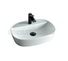 Накладная раковина GID Lago N9045 50 глянцевая белая, овальная, фаянс, с 1 отверстием под смеситель