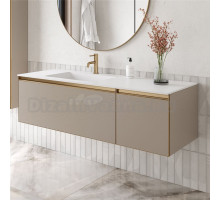 Тумба с раковиной Armadi Art Quatro 2 140 daphne, профиль matt gold, с раковиной white