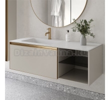 Тумба с раковиной Armadi Art Quatro 6 120 cashmere, профиль matt gold, с раковиной white