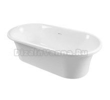 Ванна из искусственного камня Belux Идиллия Т 175x90 см, отдельностоящая, белая, овальная, со сливом-переливом