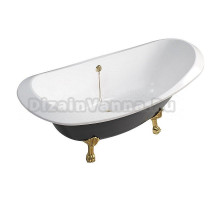 Ванна из искусственного камня Belux Ромео 180x75 см, отдельностоящая, матовая черная, овальная