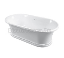 Ванна из искусственного камня Belux Сиртаки Т 175x90 см, отдельностоящая, белая, овальная, со сливом-переливом