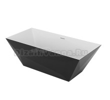 Ванна из искусственного камня Belux Триумф Т 175x80 см, отдельностоящая, матовая черная, со сливом-переливом