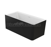 Ванна из искусственного камня Belux Турин Т L 160x70 см, угловая, левая, отдельностоящая, матовая черная, со сливом-переливом