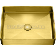 Накладная раковина AltroBagno Accordo 001009 OrSp 50 матовое золото, прямоугольная, нержавеющая сталь