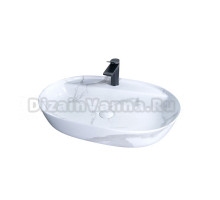 Накладная раковина GID Lago Mnc346C 61 под глянцевый камень, овальная, фаянс, с 1 отверстием под смеситель