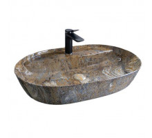 Накладная раковина GID Lago Mnc346T 61 под глянцевый камень, овальная, фаянс, с 1 отверстием под смеситель