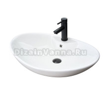 Накладная раковина GID Lago N9004 65 глянцевая белая, овальная, фаянс, с 1 отверстием под смеситель