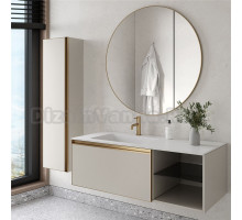 Мебель для ванной комнаты Armadi Art Quatro 6 120 cashmere, профиль matt gold, с раковиной white