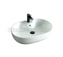 Накладная раковина GID Lago N9163 59 глянцевая белая, овальная, фаянс, с 1 отверстием под смеситель