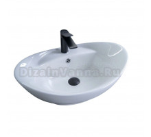 Накладная раковина GID Lago N9018 59 глянцевая белая, овальная, фаянс, с 1 отверстием под смеситель