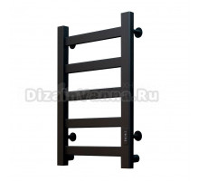 Полотенцесушитель электрический Тругор Диана Пэк сп 1 60x40 см, подключение справа, слева, глянцевый черный, лесенка, алюминиевый