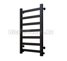 Полотенцесушитель электрический Тругор Диана Пэк сп 1 80x50 см, подключение справа, слева, глянцевый черный, лесенка, алюминиевый