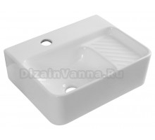 Накладная раковина Aquanet Comfort 326027 40 глянцевая белая, прямоугольная, искусственная камень, со столешницей, с 1 отверстием под смеситель