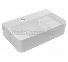 Накладная раковина Aquanet Comfort 326028 50 глянцевая белая, прямоугольная, искусственная камень, со столешницей, с 1 отверстием под смеситель