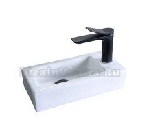 Раковина маленькая в туалет GID Suspendido N9272L 37 глянцевая белая, прямоугольная, фаянс