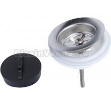 Выпуск для раковины Aquanet 339429 без перелива, белый, с пробкой