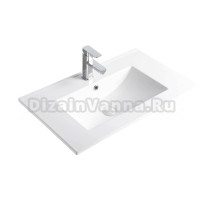 Мебельная раковина GID Integrado 9070e 71 накладная, глянцевая белая, прямоугольная, фаянс