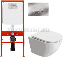 Комплект 3 в 1 Унитаз подвесной BelBagno Uno BB5177CH-TOR/SC + Инсталляция BB026 + Кнопка BB081CR цвет хром