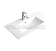 Мебельная раковина GID Integrado NYJ803-70 71 накладная, глянцевая белая, прямоугольная, фаянс