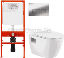 Комплект 3 в 1 Унитаз подвесной BelBagno Loto BB070CHR/SC + Инсталляция BB026 + Кнопка BB041CR цвет хром