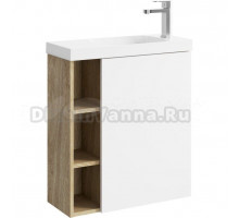 Тумба с раковиной Aqwella Alba 60 R, подвесная, дуб давос, матовая белая