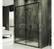 Душевая дверь в нишу Maybahglass MGD-1632-6 140 см, профиль матовый черный, стекло прозрачное