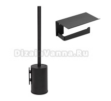 Набор Держатель Mediclinics Aura AI2003B с полкой для телефона, black finish + Ершик ES1002B black finish