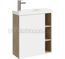 Тумба с раковиной Aqwella Alba 60 L, подвесная, дуб давос, матовая белая