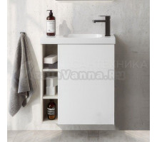 Тумба с раковиной Aqwella Alba 60 R, подвесная, светлый камень, матовая белая