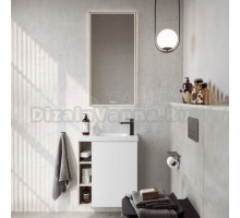 Мебель для ванной комнаты Aqwella Alba 60 R, подвесная, светлый камень, матовая белая