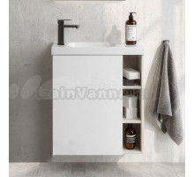 Тумба с раковиной Aqwella Alba 60 L, подвесная, светлый камень, матовая белая