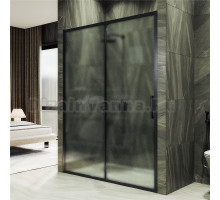 Душевая дверь в нишу Maybahglass MGD-1282-6 180 см, профиль матовый черный, стекло сатин