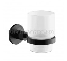 Стакан для ванной Sancos Base SC9030MB настенный, черный, стеклянный