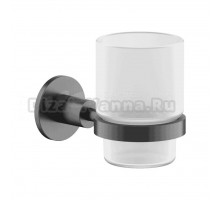 Стакан для ванной Sancos Base SC9030GG настенный, вороненая сталь, стеклянный