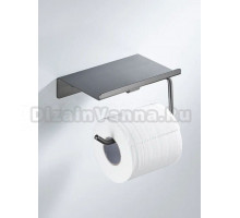 Держатель для туалетной бумаги с полочкой Shevanik SG5705T-1, оружейная сталь