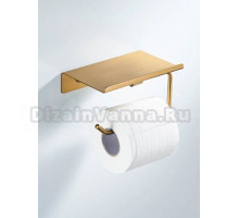 Держатель для туалетной бумаги с полочкой Shevanik SG5705G-1, золотой сатин
