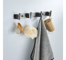 Крючки для ванной и кухни / планка с 4 крючками Shevanik SG5741T, оружейная сталь