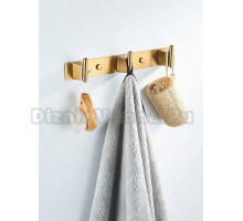 Крючки для ванной и кухни / планка с 3 крючками Shevanik SG5731G, золотой сатин