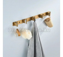 Крючки для ванной и кухни / планка с 5 крючками Shevanik SG5751G, золотой сатин